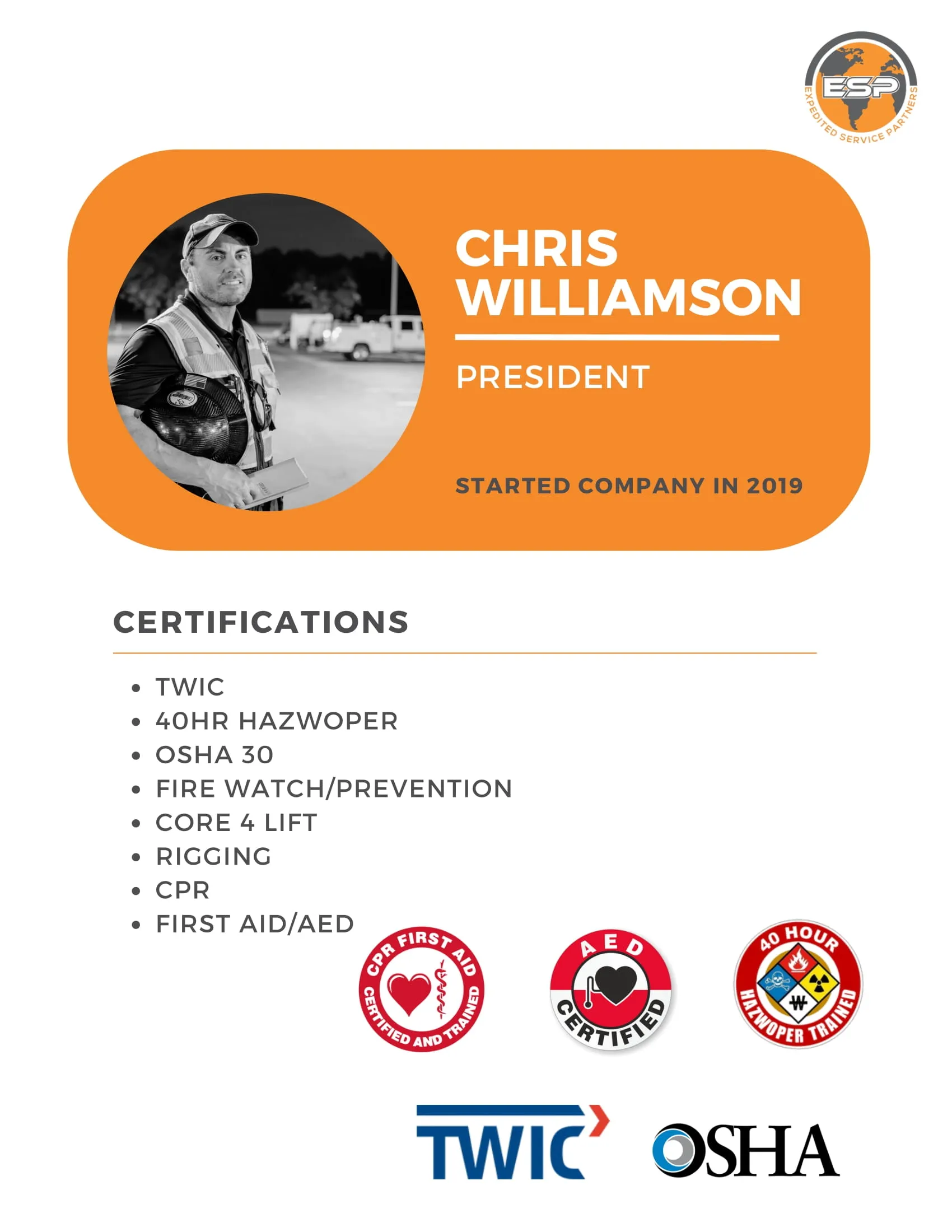 Chris W's certificate