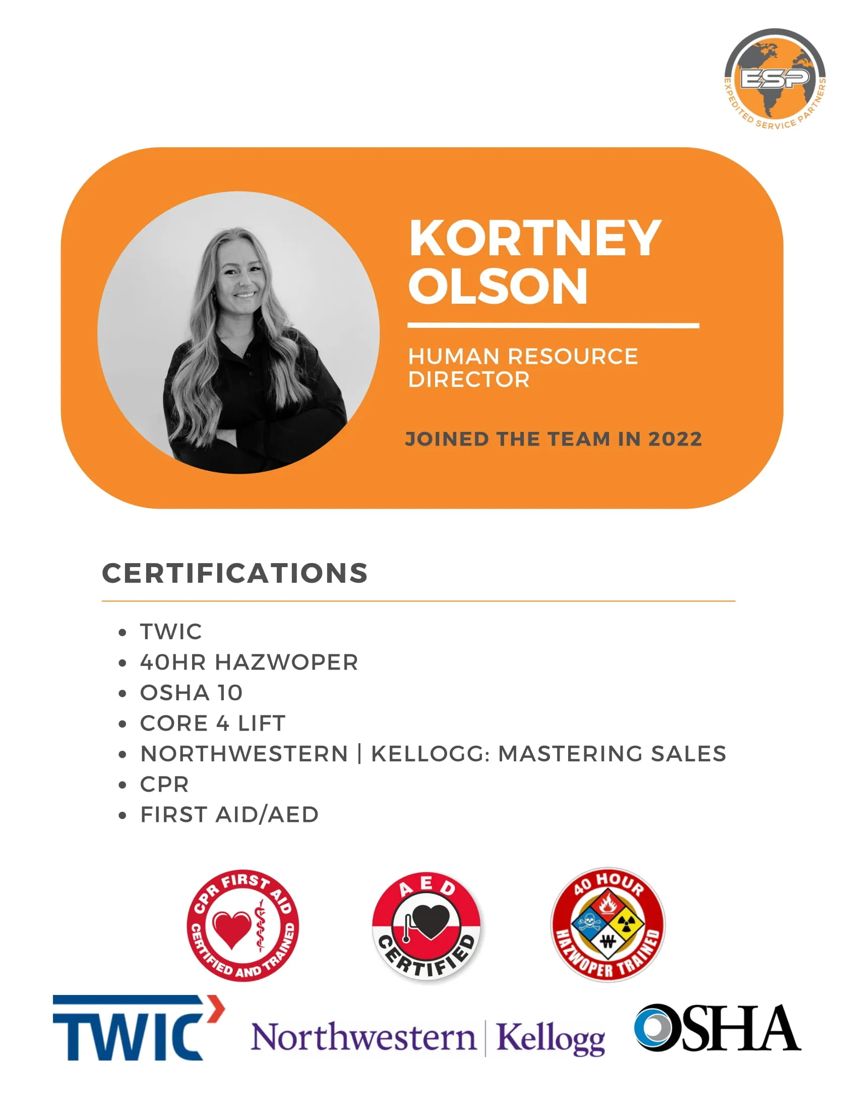Kortney O's certificate
